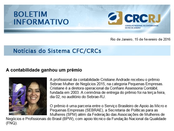 A CONTABILIDADE GANHOU UM PRÊMIO